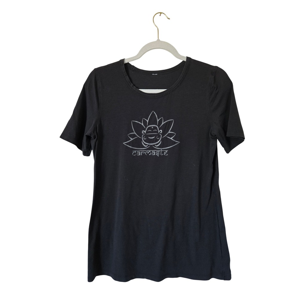 Lululemon Black Namaste Lotus Graphic Short Sleeve Yoga T-Shirt Womens 8 Top